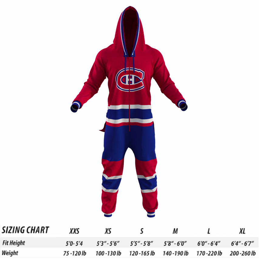 Montreal Canadiens NHL Hockey Sockey Men Red Team Uniform Onesie product image 2, provided for visual reference and product