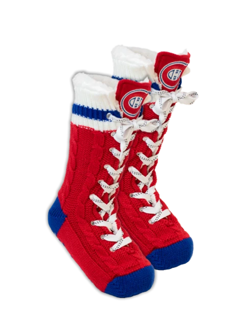 Montreal Canadiens NHL Hockey Sockey Unisex Red Slipper Skates Socks product image 1, provided for visual reference and