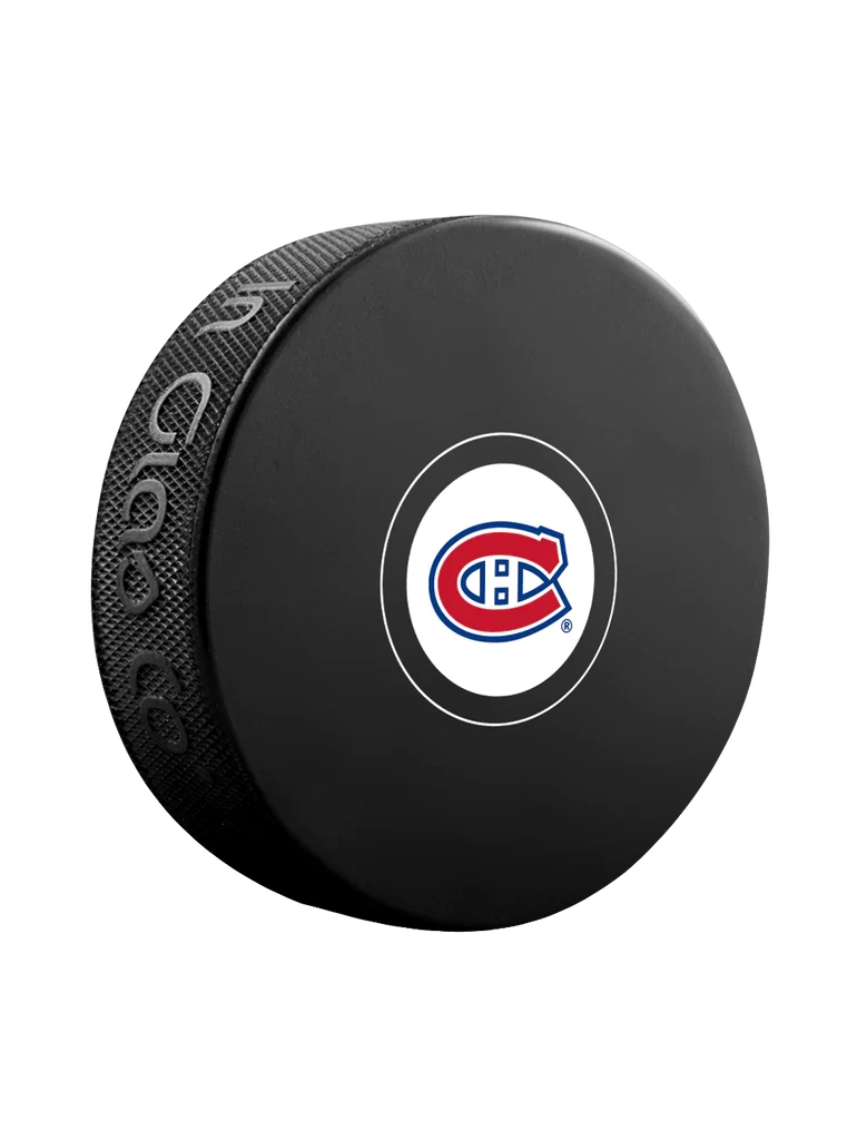 Montreal Canadiens NHL Inglasco Autograph Souvenir Hockey Puck product image 1, provided for visual reference and product