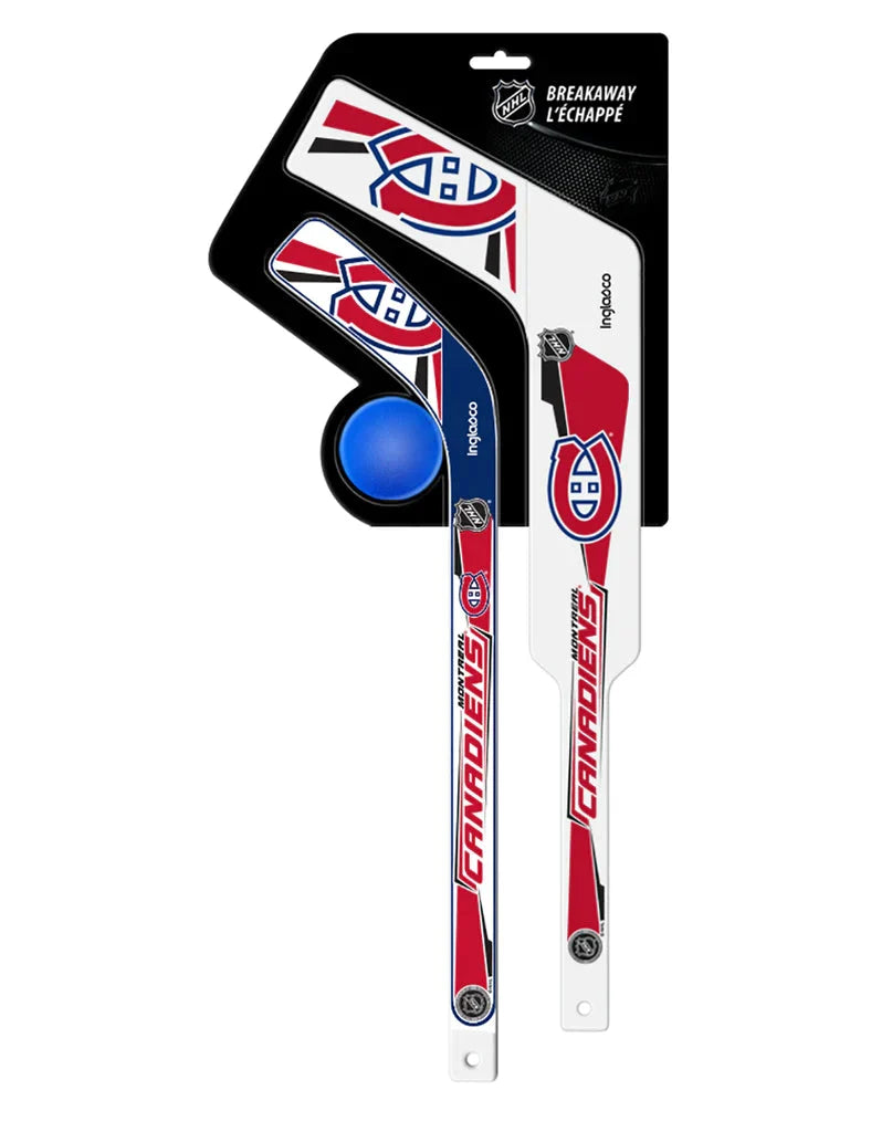 Montreal Canadiens NHL Inglasco Breakaway Plastic Mini Hockey Stick Set product image 1, provided for visual reference and