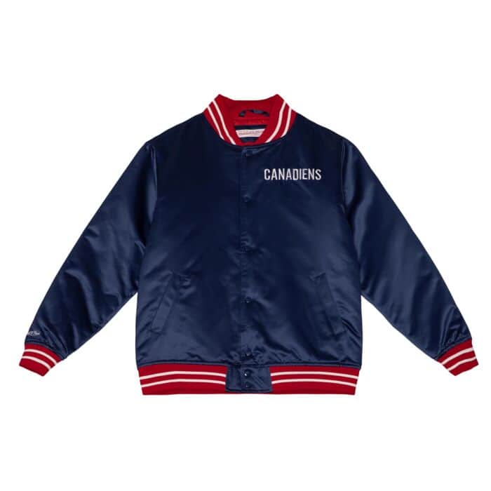 Montreal Canadiens NHL Mitchell & Ness Men Navy Heavyweight Satin Jacket product image 2, provided for visual reference and