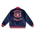 Montreal Canadiens NHL Mitchell & Ness Men Navy Heavyweight Satin Jacket product image 1, provided for visual reference and