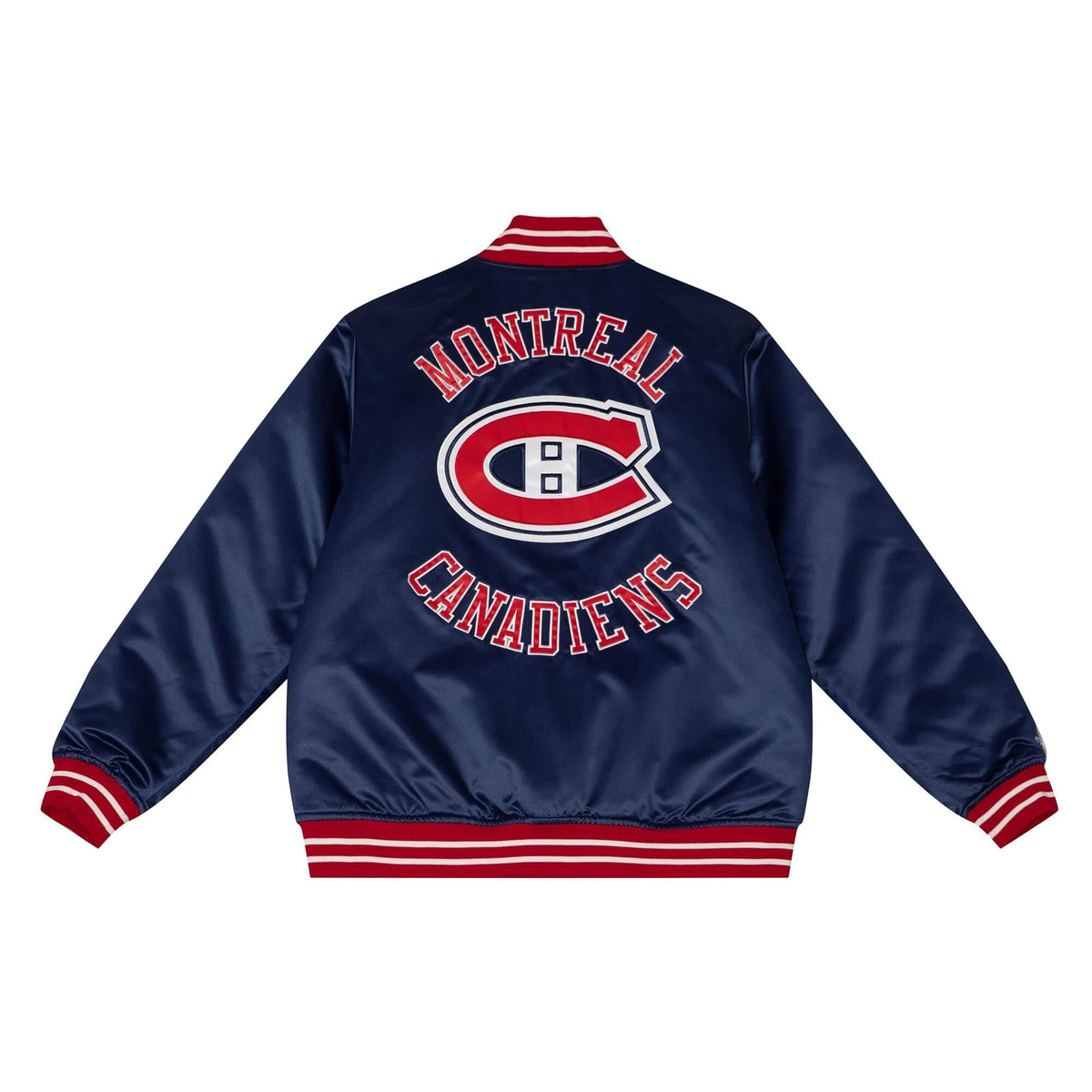 Montreal Canadiens NHL Mitchell & Ness Men Navy Heavyweight Satin Jacket product image 1, provided for visual reference and