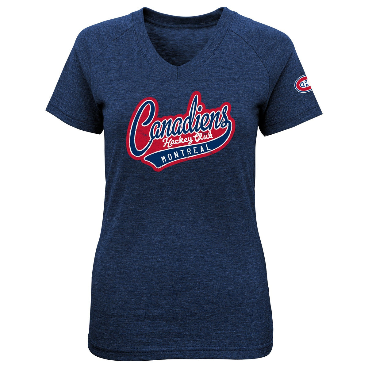 Montreal Canadiens NHL Outerstuff Youth Girls Navy Fan Fare V-Neck T-Shirt product image 1, provided for visual reference
