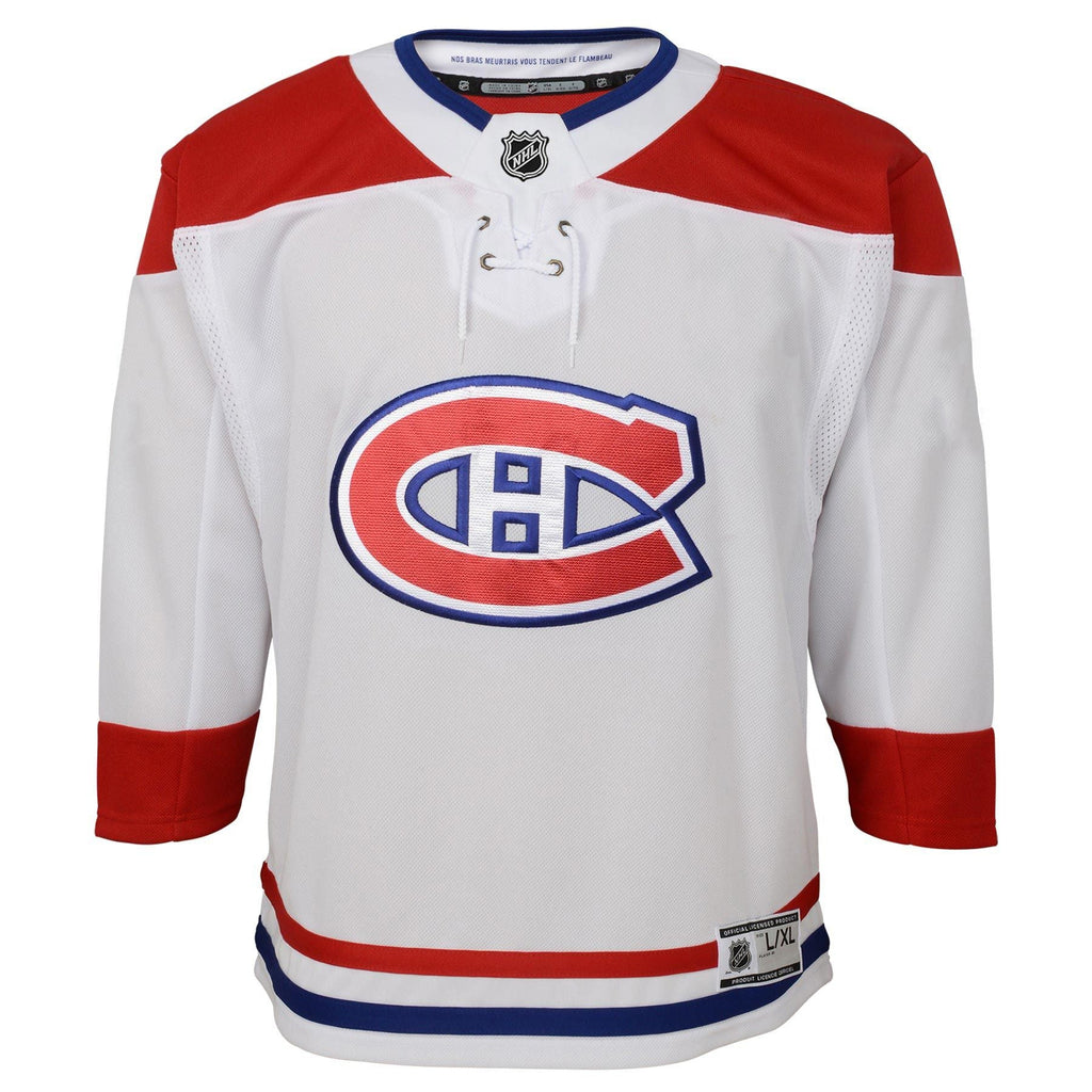 Montreal Canadiens NHL Outerstuff Youth White Premier Jersey product image 1, provided for visual reference and product