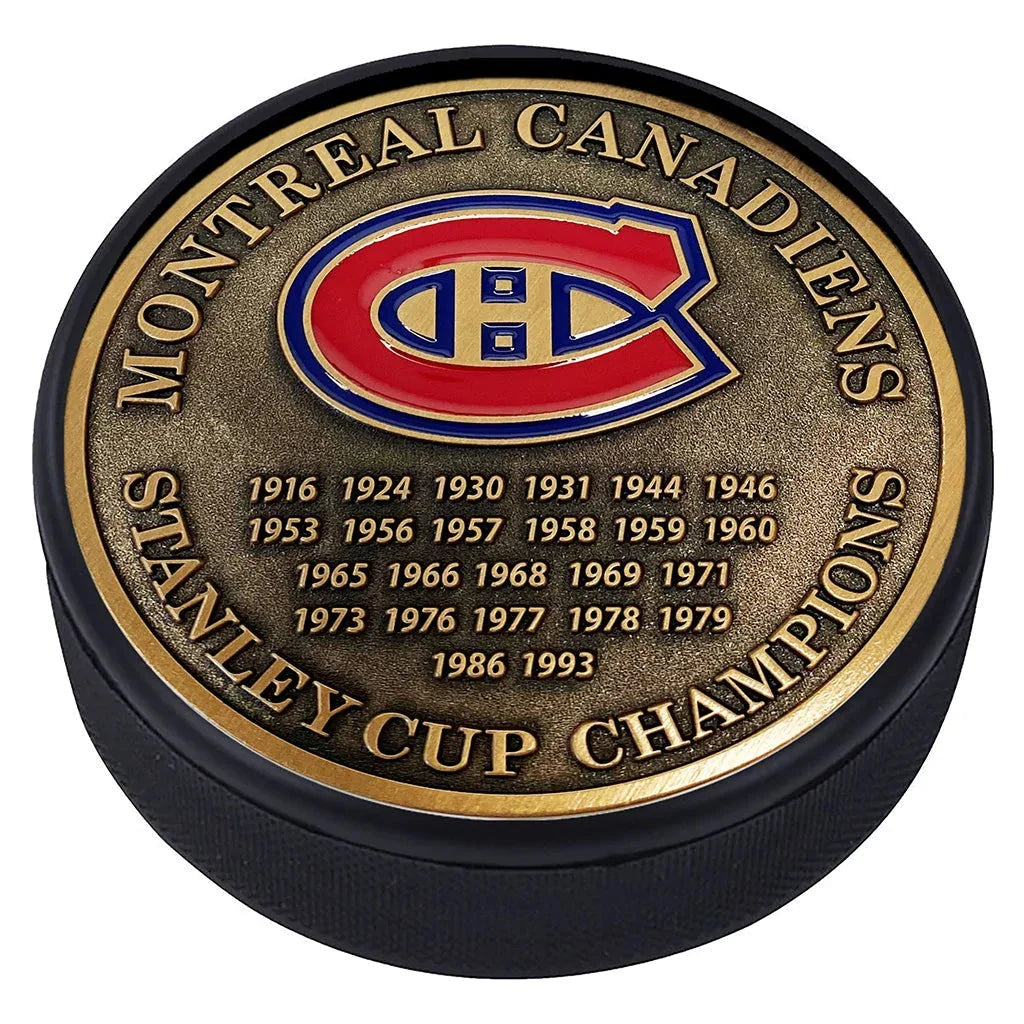 Montreal Canadiens NHL Stanley Cup Years Medallion Hockey Puck product image 2, provided for visual reference and product