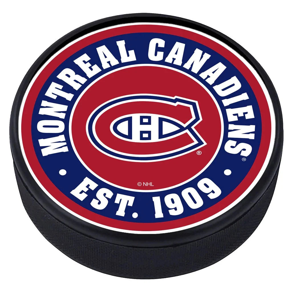 Montreal Canadiens NHL Team Established Hockey Puck product image 1, provided for visual reference and product detail review