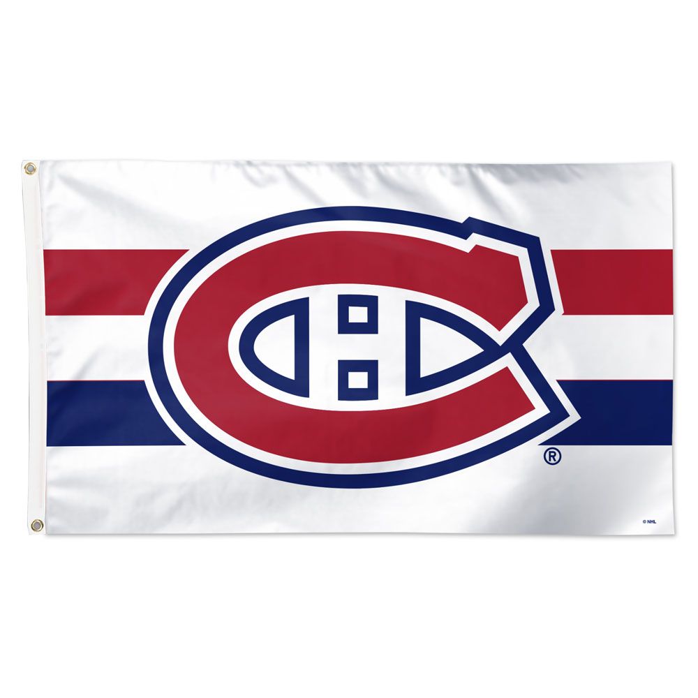Montreal Canadiens NHL WinCraft 3'x5' Deluxe Stripe Flag product image 1, provided for visual reference and product detail
