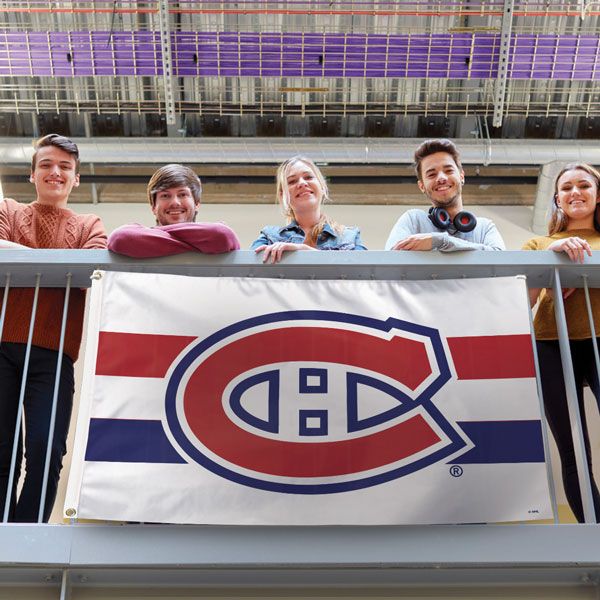 Montreal Canadiens NHL WinCraft 3'x5' Deluxe Stripe Flag product image 2, provided for visual reference and product detail