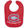 Montreal Canadiens NHL WinCraft Little Fan Baby Bib product image 1, provided for visual reference and product detail review