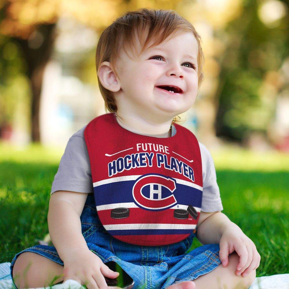 Montreal Canadiens NHL WinCraft Red Future Hockey Player Baby Bib product image 2, provided for visual reference and product