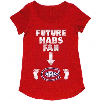 Montreal Canadiens NHL Women Red Future Habs Fan Maternity T-Shirt product image 1, provided for visual reference and