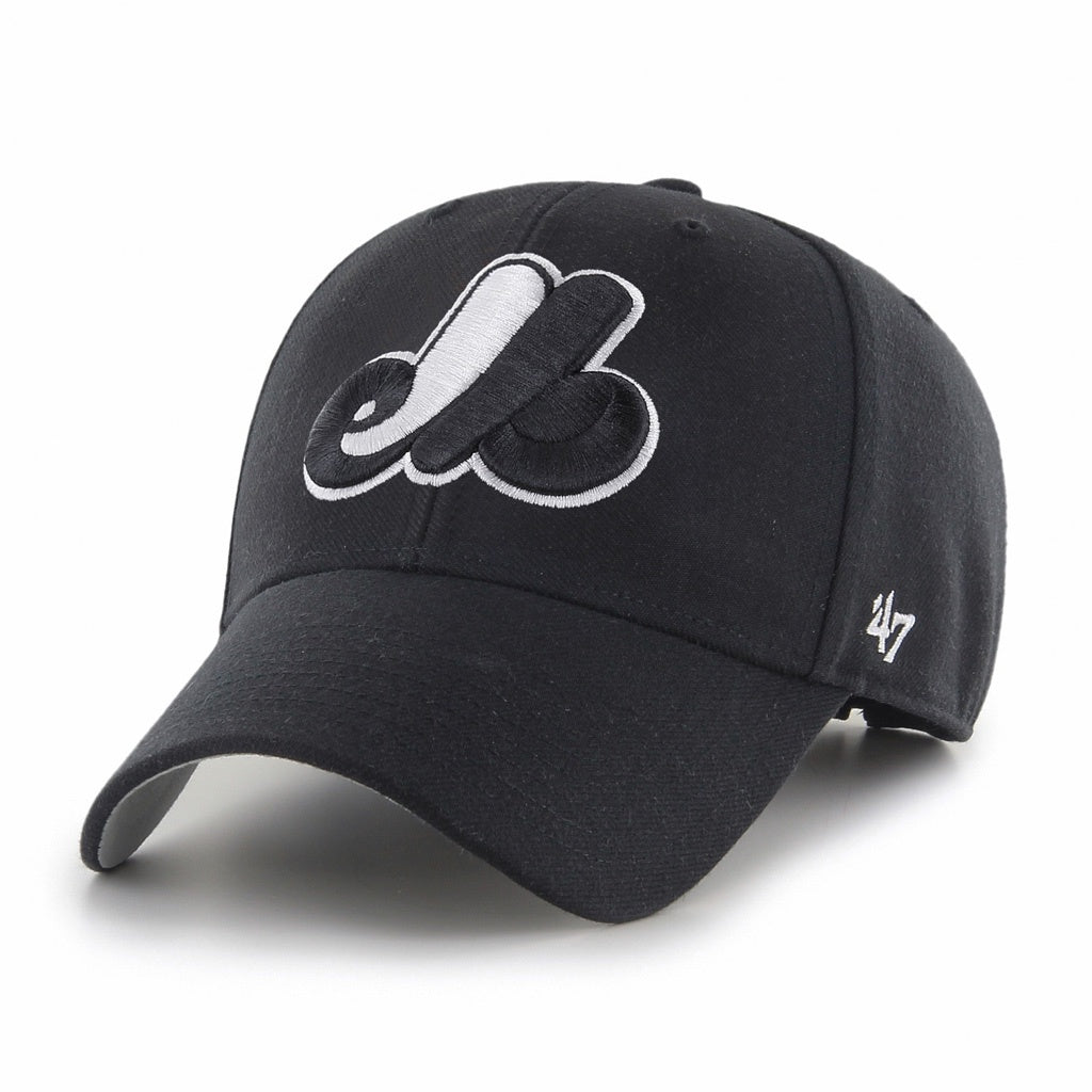 Montreal Expos MLB 47 Brand Men Black MVP Adjustable Hat product image 1, provided for visual reference and product detail