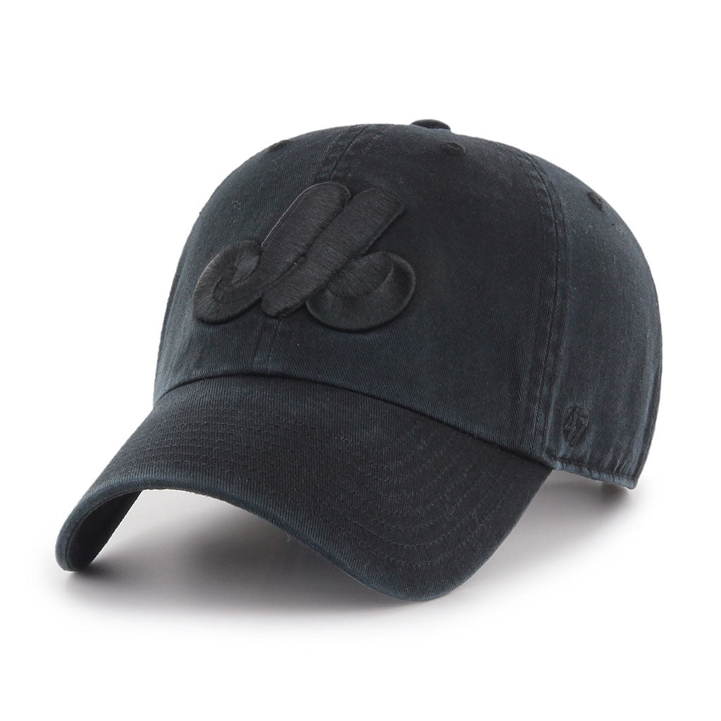 Montreal Expos MLB 47 Brand Men Black on Black Clean Up Adjustable Hat product image 1, provided for visual reference and
