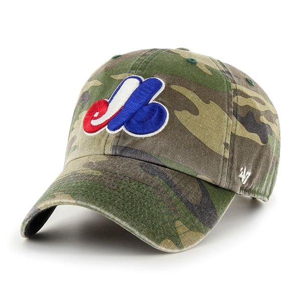 Montreal Expos MLB 47 Brand Men Camo Clean Up Adjustable Hat product image 1, provided for visual reference and product