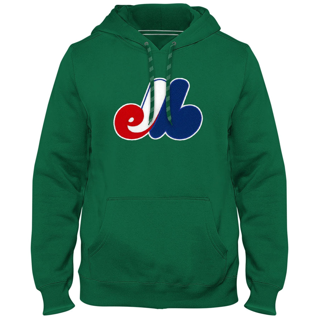Montreal Expos MLB Bulletin Men Green Cooperstown Express Twill Logo Hoodie product image 1, provided for visual reference