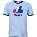 Montreal Expos MLB Bulletin Men Light Blue Cooperstown Ringer T-Shirt product image 1, provided for visual reference and