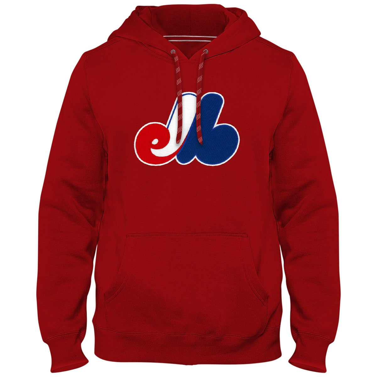 Montreal Expos MLB Bulletin Men Red Cooperstown Express Twill Logo Hoodie product image 1, provided for visual reference and