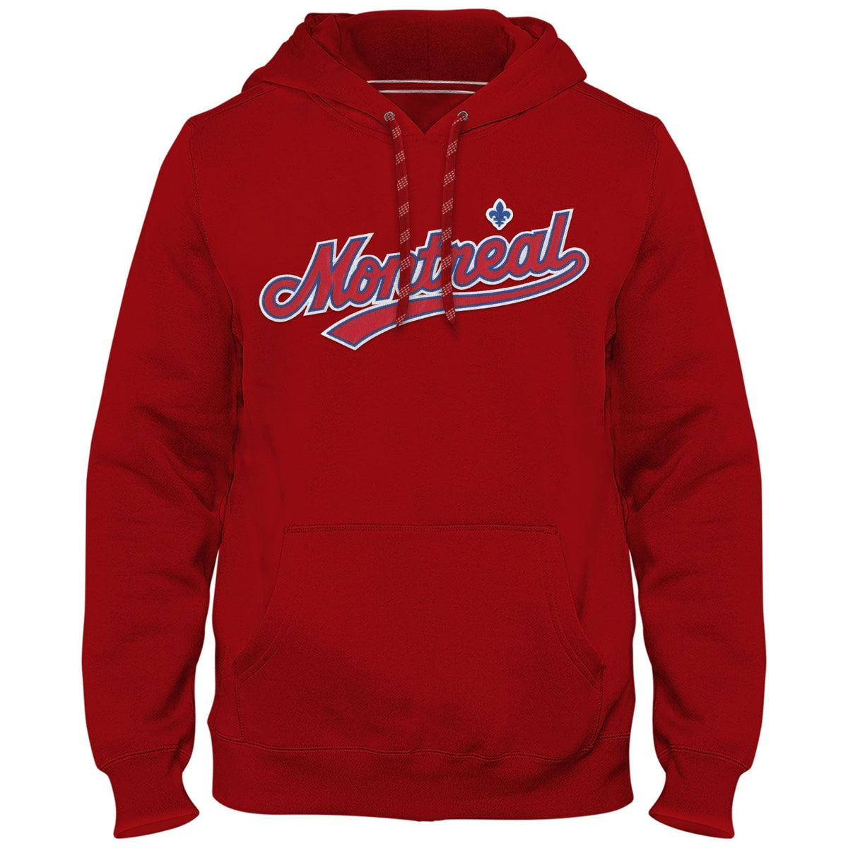 Montreal Expos MLB Bulletin Men Red Cooperstown Express Twill Road Logo Hoodie product image 1, provided for visual