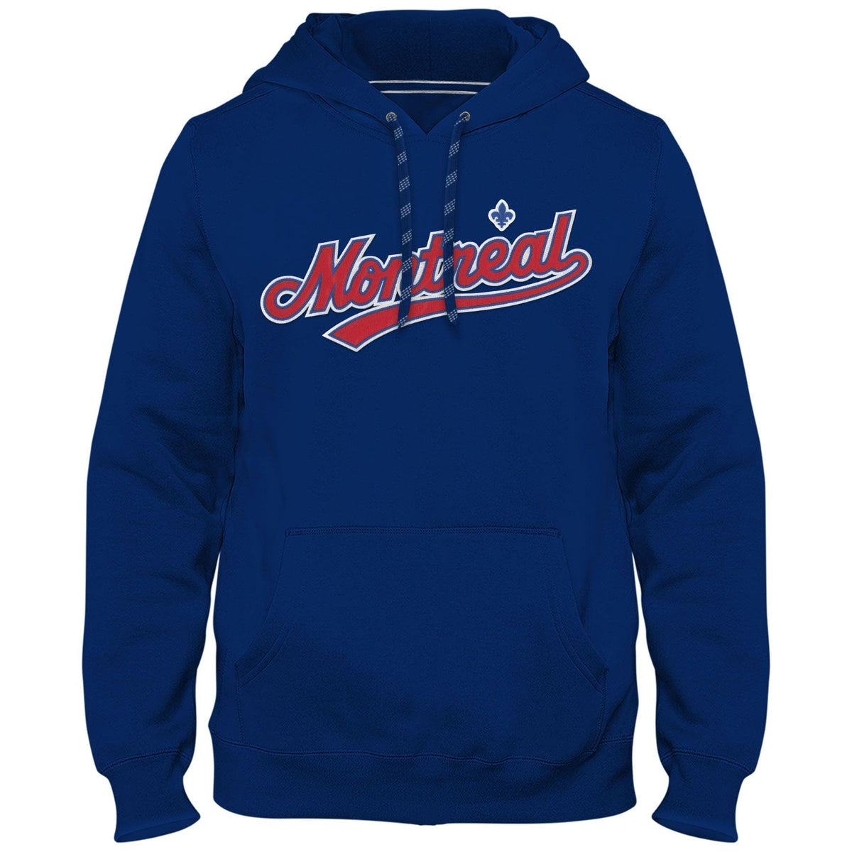 Montreal Expos MLB Bulletin Men Royal Blue Cooperstown Express Twill Road Logo Hoodie product image 1, provided for visual