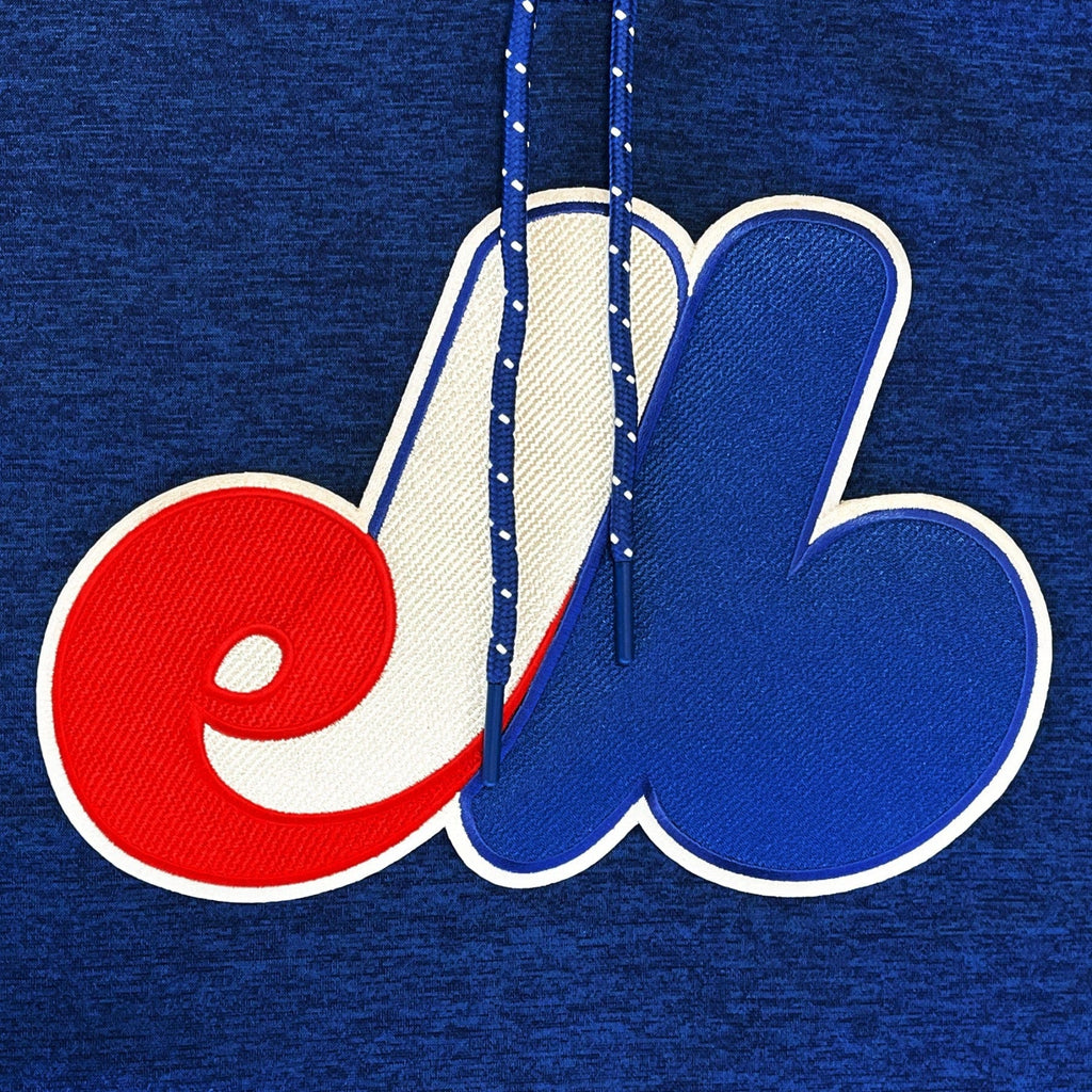 Montreal Expos MLB Bulletin Men Royal Blue Melange Cooperstown Express Twill Logo Hoodie product image 2, provided for