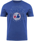 Montreal Expos MLB Bulletin Men Royal Blue Punchout T-Shirt product image 1, provided for visual reference and product