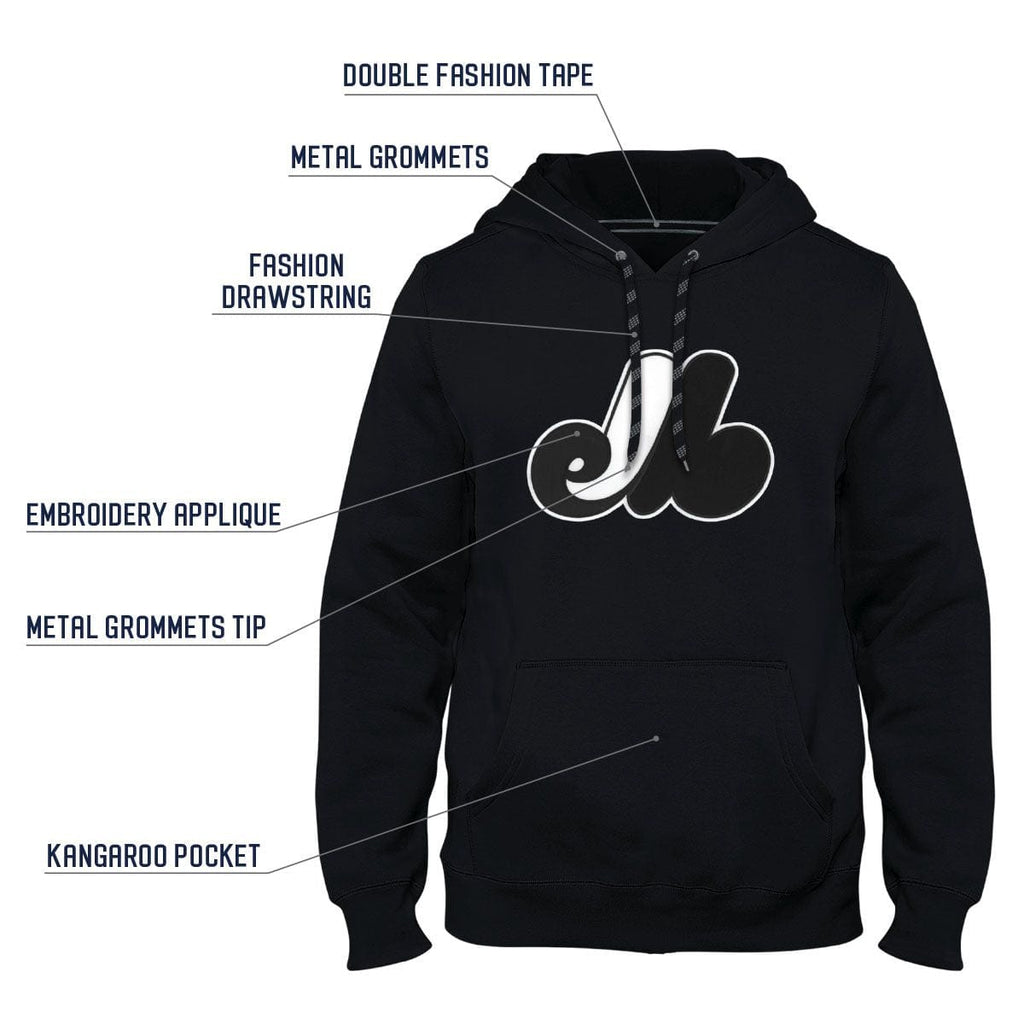 Montreal Expos MLB Bulletin Men Shadow Black Cooperstown Express Twill Logo Hoodie product image 3, provided for visual