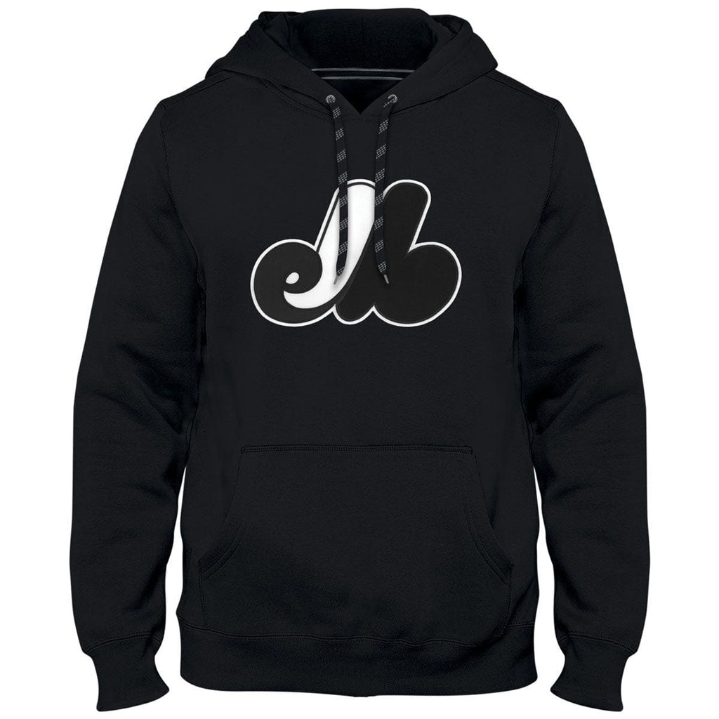 Montreal Expos MLB Bulletin Men Shadow Black Cooperstown Express Twill Logo Hoodie product image 1, provided for visual