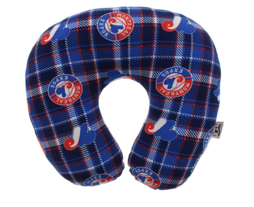 Montreal Expos MLB Gertex Plaid Travel Neck Pillow product image 1, provided for visual reference and product detail review