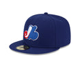 Montreal Expos MLB New Era Men Dark Royal 59Fifty Authentic Game Fitted Hat product image 1, provided for visual reference