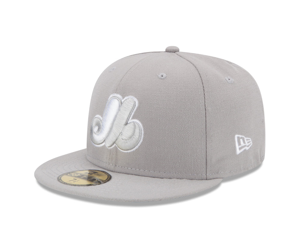 Montreal Expos MLB New Era Men Grey 59Fifty Cooperstown Fitted Hat product image 1, provided for visual reference and