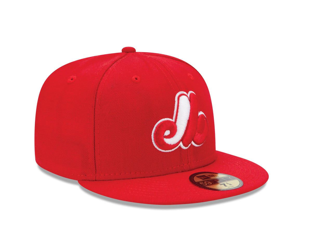 Montreal Expos MLB New Era Men Scarlet Red 59Fifty Cooperstown Fitted Hat product image 3, provided for visual reference and
