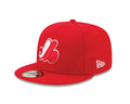 Montreal Expos MLB New Era Men Scarlet Red 59Fifty Cooperstown Fitted Hat product image 1, provided for visual reference and