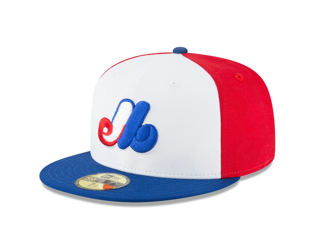 Montreal Expos MLB New Era Men Tricolor 59Fifty Cooperstown Fitted Hat product image 1, provided for visual reference and