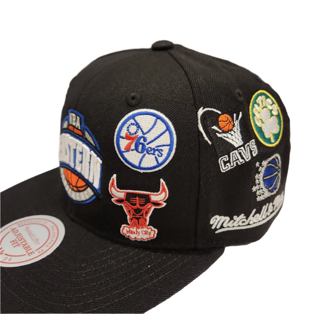 Eastern Conference NBA Mitchell & Ness Men Black All Over Snapback product image 6, provided for visual reference and