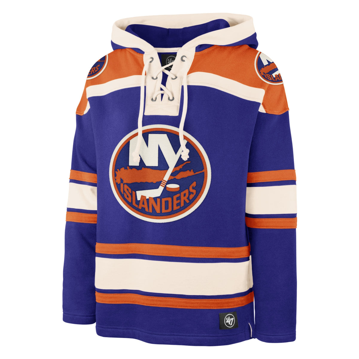 New York Islanders NHL 47 Brand Men Royal Blue Heavyweight Lacer Hoodie product image 1, provided for visual reference and