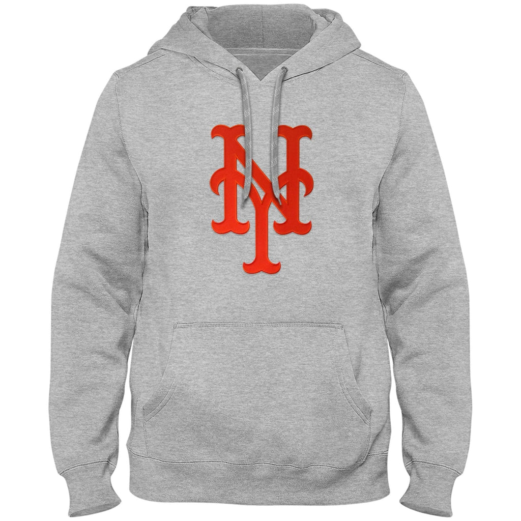 New York Mets MLB Bulletin Men Athletic Grey Express Twill Logo Hoodie product image 1, provided for visual reference and