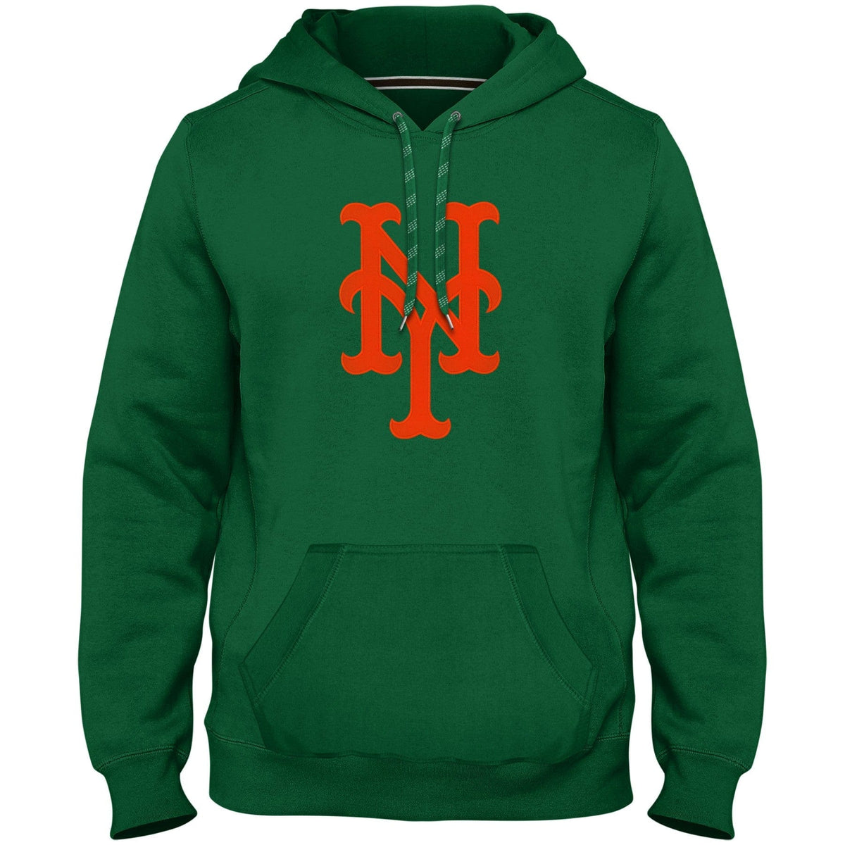 New York Mets MLB Bulletin Men Green Express Twill Logo Hoodie product image 1, provided for visual reference and product