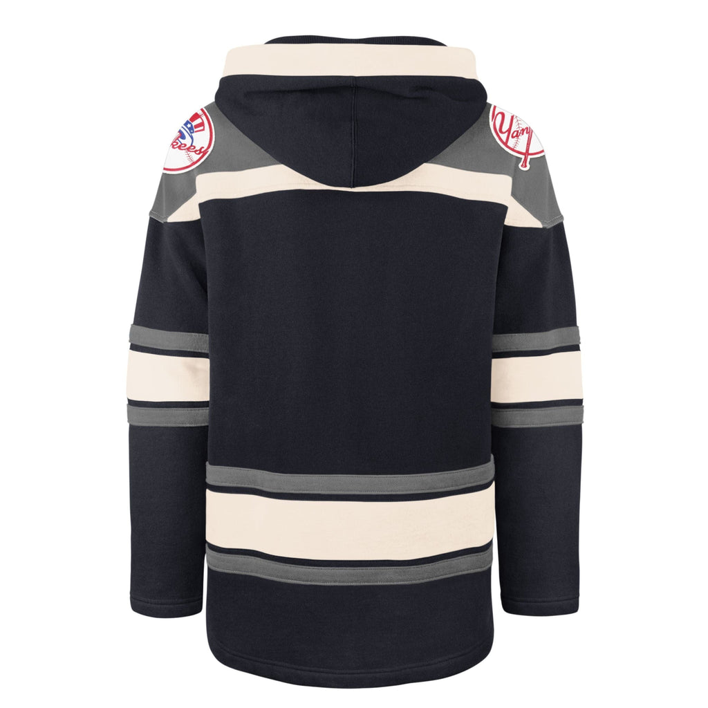 New York Yankees MLB 47 Brand Men Navy Heavyweight Lacer Hoodie product image 2, provided for visual reference and product