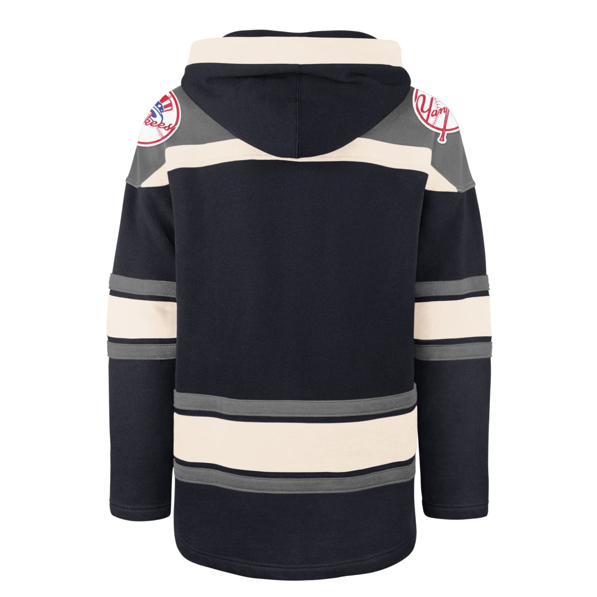 New York Yankees MLB 47 Brand Men Navy Heavyweight Lacer Hoodie product image 2, provided for visual reference and product