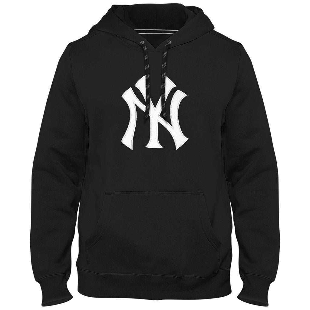 New York Yankees MLB Bulletin Men Black Express Twill Logo Hoodie product image 1, provided for visual reference and product