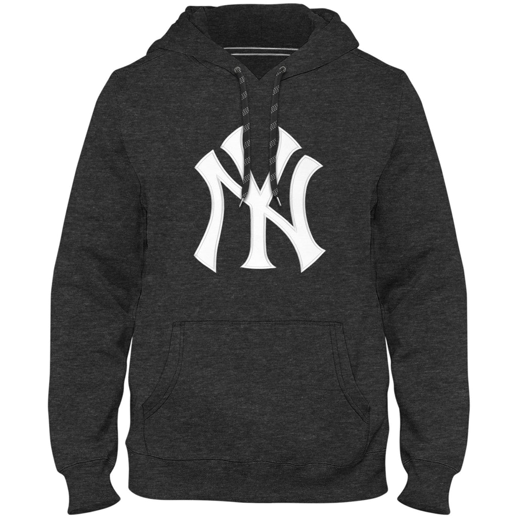 New York Yankees MLB Bulletin Men Charcoal Express Twill Logo Hoodie product image 1, provided for visual reference and