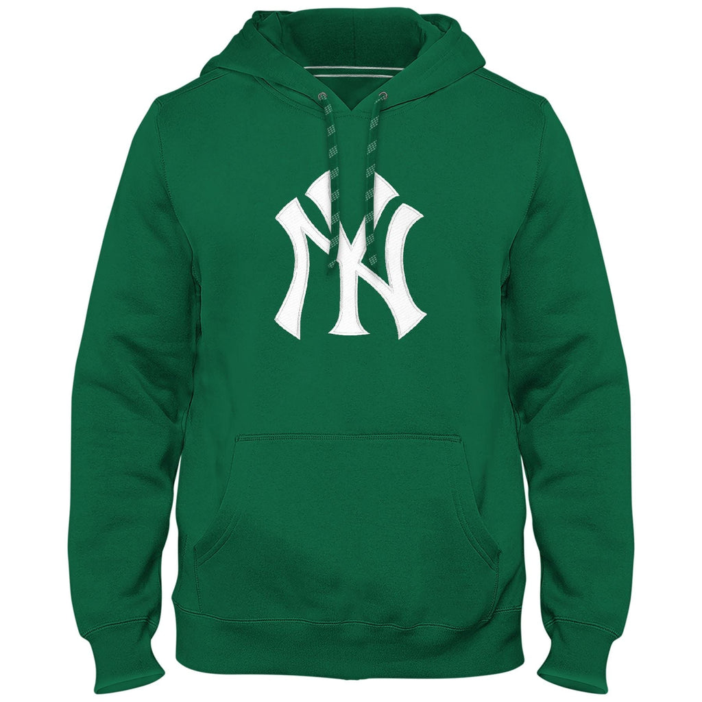 New York Yankees MLB Bulletin Men Green Express Twill Logo Hoodie product image 1, provided for visual reference and product