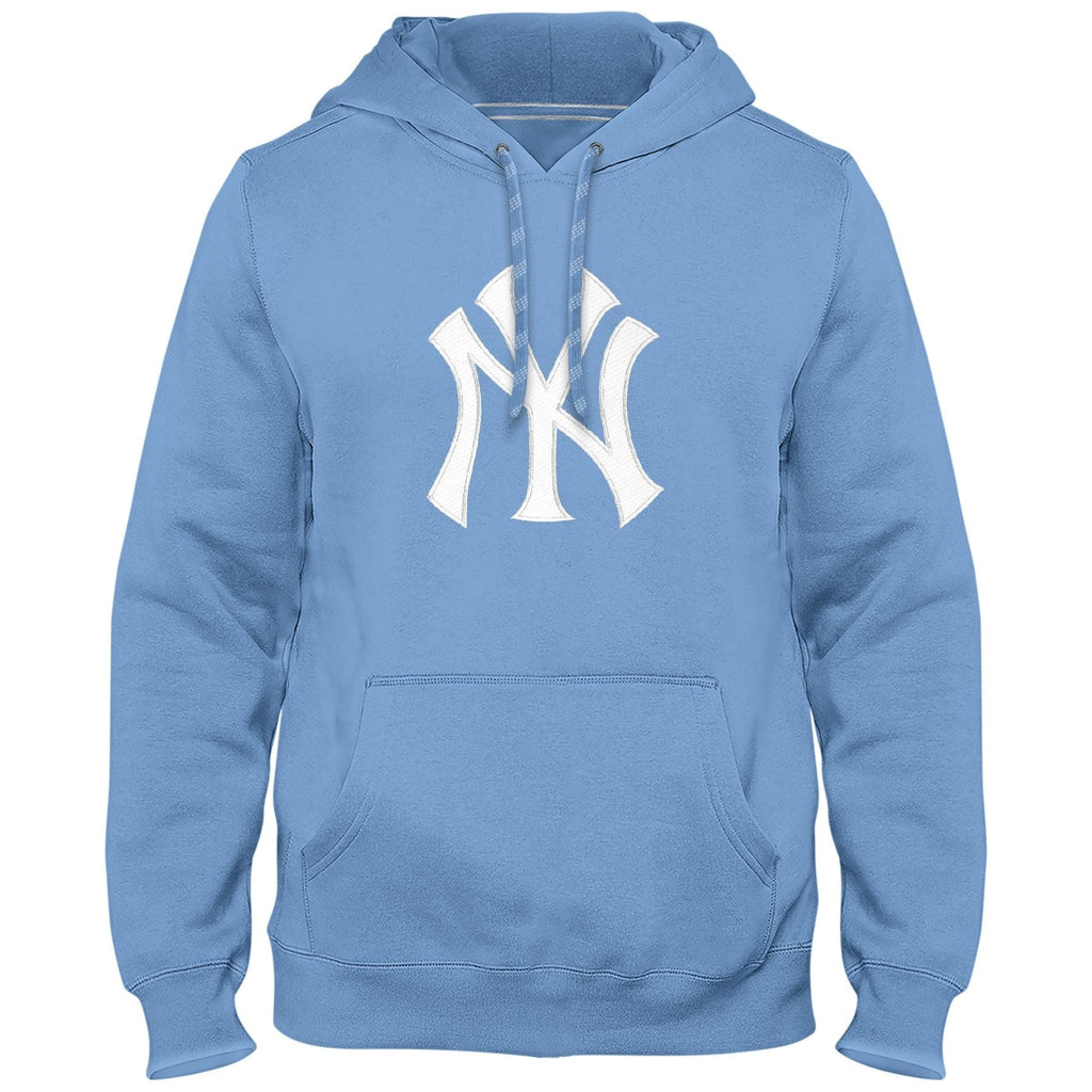 New York Yankees MLB Bulletin Men Light Blue Express Twill Logo Hoodie product image 1, provided for visual reference and