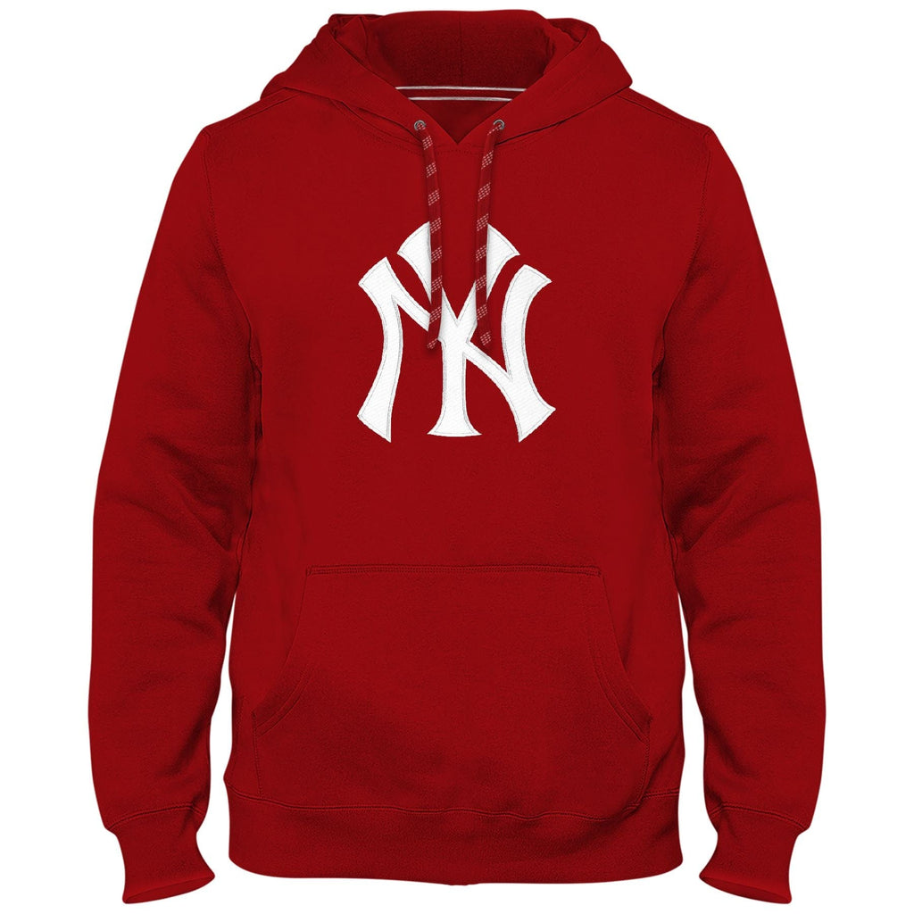 New York Yankees MLB Bulletin Men Red Express Twill Logo Hoodie product image 1, provided for visual reference and product