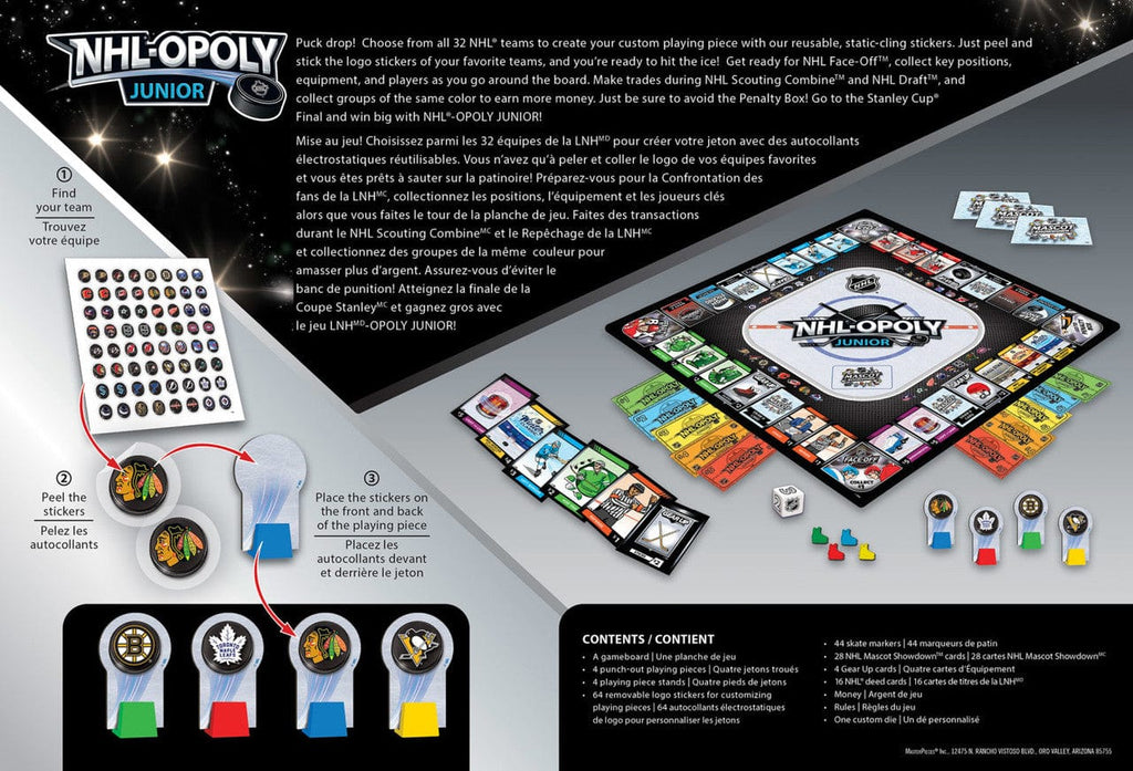 NHL Masterpieces All Teams League Opoly Junior Game product image 2, provided for visual reference and product detail review