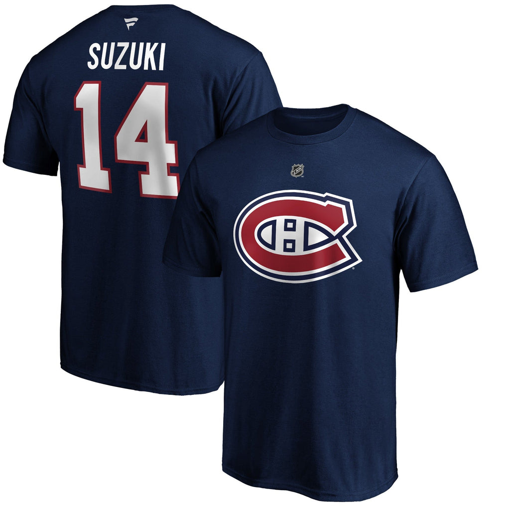 Nick Suzuki Montreal Canadiens NHL Fanatics Branded Men Navy Authentic T Shirt product image 3, provided for visual