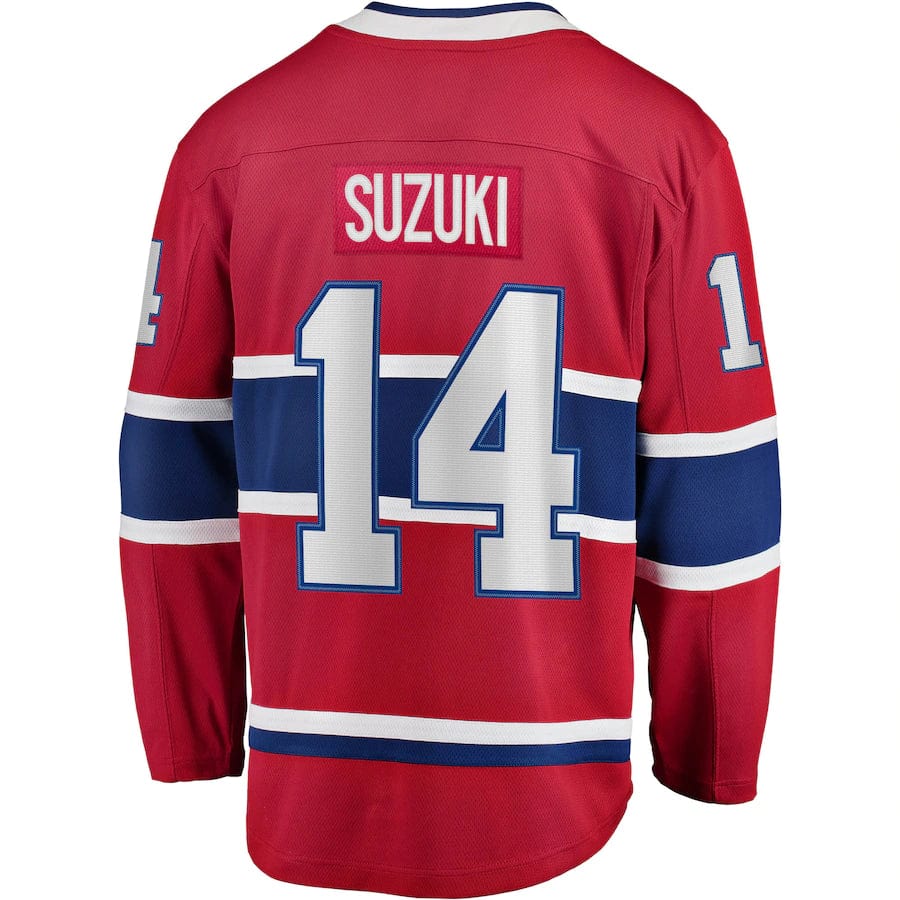 Nick Suzuki Montreal Canadiens NHL Fanatics Branded Men Red Breakaway Jersey product image 1, provided for visual reference