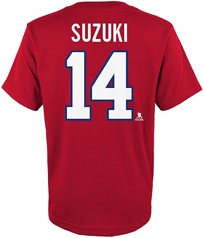 Nick Suzuki Montreal Canadiens NHL Outerstuff Kids Red T-Shirt product image 2, provided for visual reference and product
