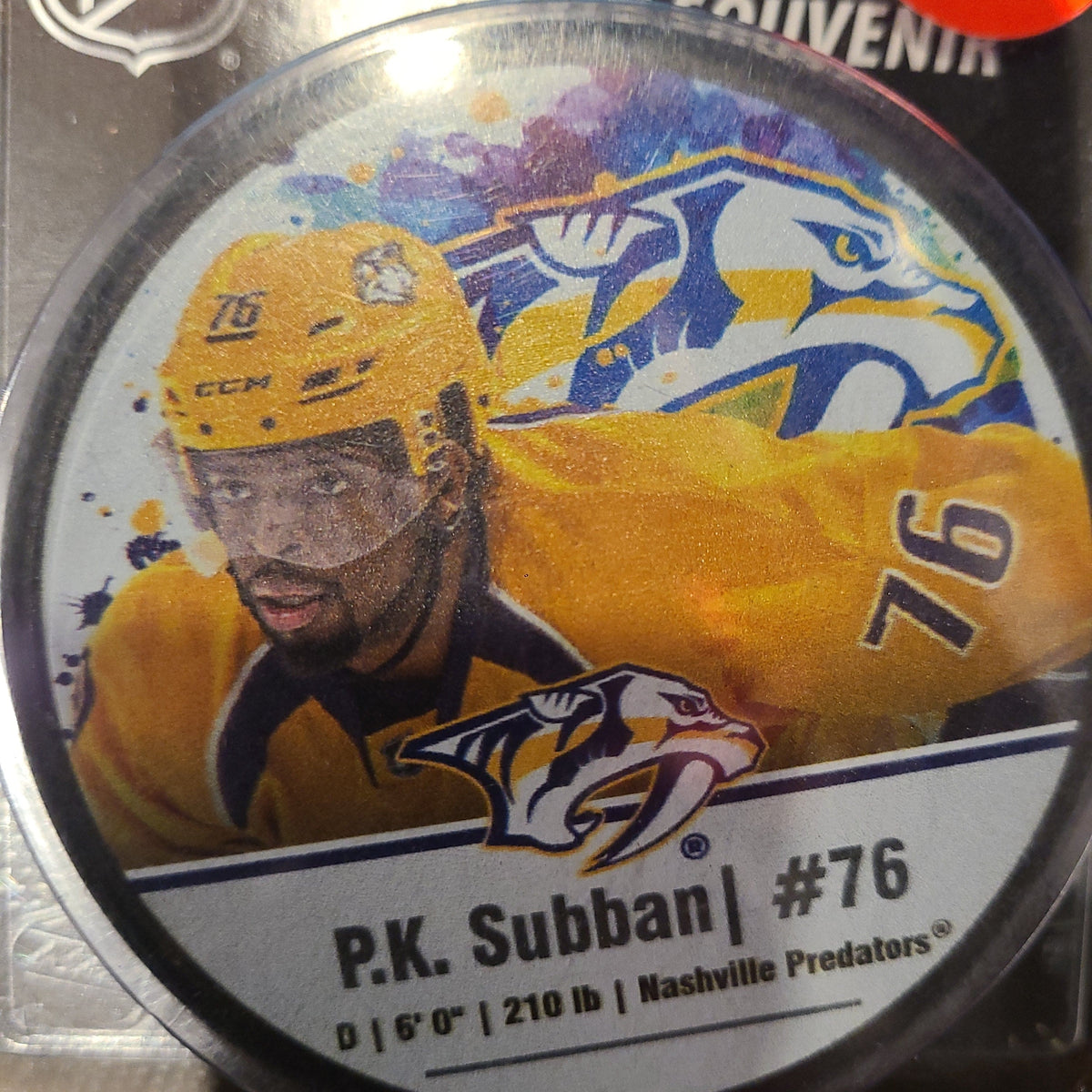 P.K Subban Nashville Predators NHL Inglasco Souvenir Hockey Puck product image 1, provided for visual reference and product
